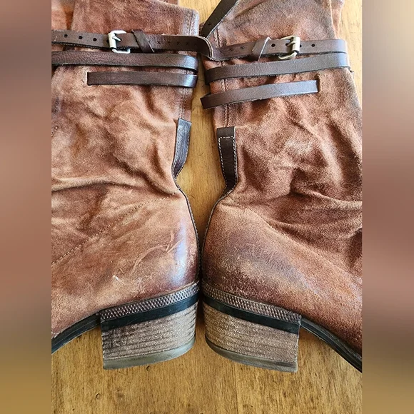 A.S.98 Carter 40 Suede Leather Boots EUC $398 Chestnut Brown 8.5 9 W Boho Moto - Picture 10 of 17